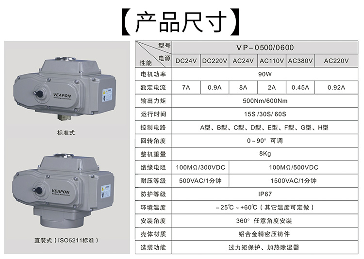 VEAPON電動執行器參數