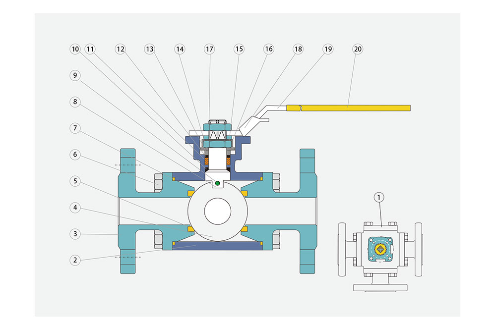 三通法蘭球閥結構圖