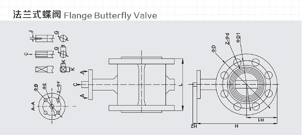 法蘭蝶閥結構圖