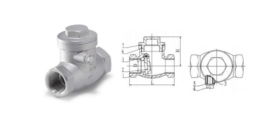 旋啟式螺紋止回閥結構圖